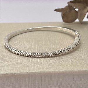 Bracelete cravejado tradicional em banho de prata silver