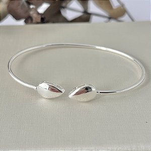 Bracelete liso duas gotas banhado em prata silver