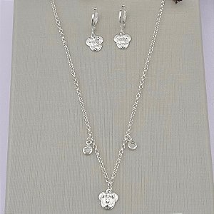 Conjunto infantil Minnie em banho de prata silver