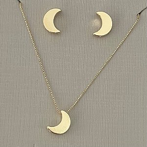 Conjunto de lua em banho de ouro 18k