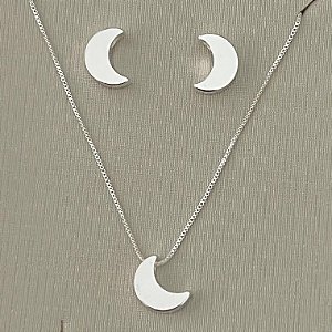 Conjunto de lua em banho de prata silver