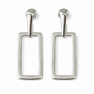 Brinco retângulo vazado em banho de prata silver