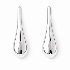 Brinco gota lisa grande em banho de prata silver