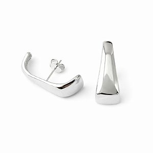 Brinco EAR-HOOK liso em banho de prata silver