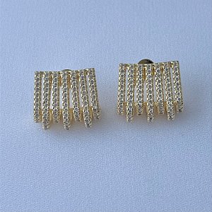Brinco EARCUFF cravejado em banho de ouro 18k