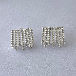 Brinco EARCUFF cravejado em banho de prata silver