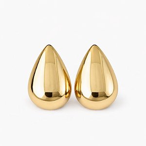 Brinco formato gota oco em banho de ouro 18k