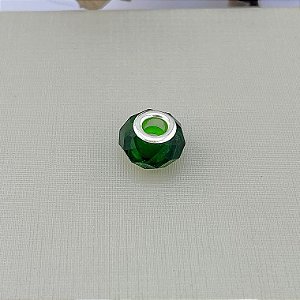 Berloque murano verde em banho de prata silver