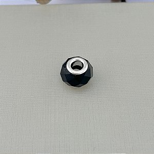 Berloque murano preto em banho de prata silver