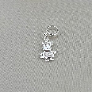 Berloque Peppa pig em banho de prata silver
