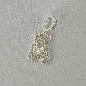 Pingente urso cravejado em banho de prata silver