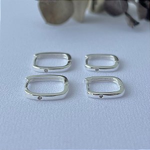 Dupla de argolas com ponto de luz em banho de prata silver