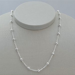 Corrente de bolinhas lisas em banho de prata silver