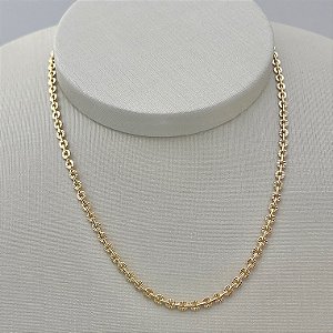 Corrente de mini elos português texturizado em banho de ouro 18k