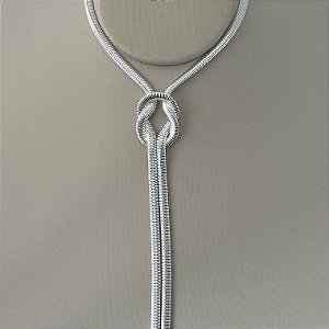 Corrente salamandra com nó em banho de prata silver