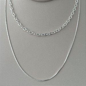 Corrente dupla veneziana e elos tradicionais em banho de prata silver