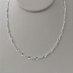 Corrente de elos fígaro em banho de prata silver