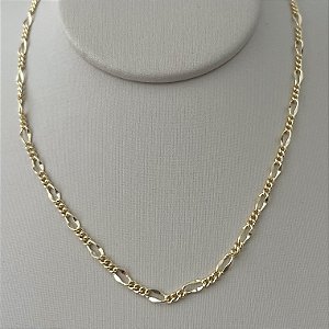 Corrente de elos fígaro em banho de ouro 18k