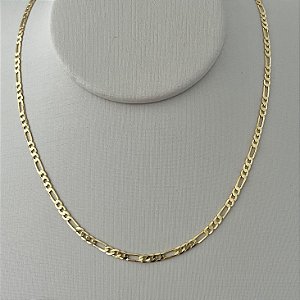 Corrente infantil elo grumet intercalados em banho de ouro 18k