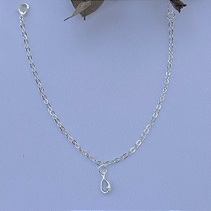 Pulseira com gota de ponto luz em banho de prata silver
