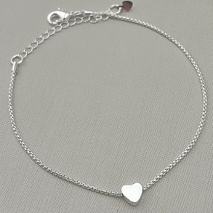 Pulseira de coração em chapa lisa