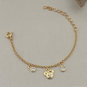 Pulseira infantil Minnie em banho de ouro 18k