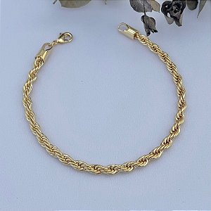 Pulseira cordão baiano M banho de ouro 18k