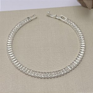 Pulseira Riviera baguete fecho relógio em banho de prata silver