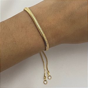 Pulseira salamandra com fecho gravata em banho de ouro 18k