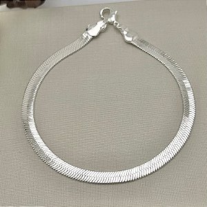 Pulseira fita G em banho de prata silver