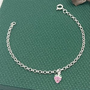 Pulseira infantil de uva cravejada em banho de prata silver