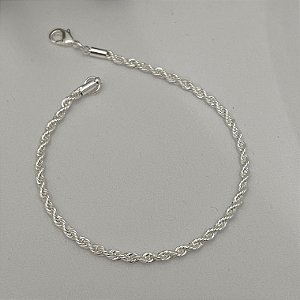 Pulseira cordão baiano fina em banho de prata silver