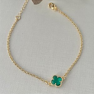 Pulseira inspiração Van-Cleef pedra verde
