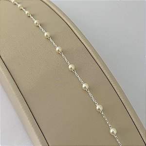 Pulseira de bolinhas pérolas em banho de prata silver