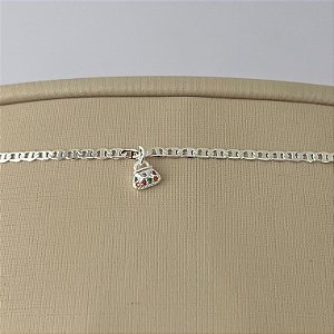 Pulseira infantil de bolsa cravejada em banho de prata silver
