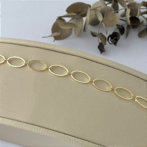 Pulseira elos ovais grande em banho de ouro 18k