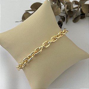 Pulseira de elos ovais média robusta em banho de ouro 18k