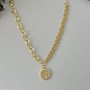 Pulseira de árvore da vida cravejada em banho de ouro 18k