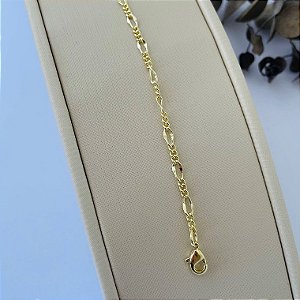 Pulseira de elos fígaro em banho de ouro 18k