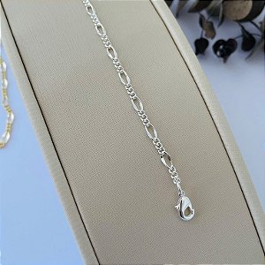 Pulseira de elos fígaro em banho de prata silver