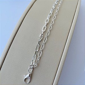 Pulseira dupla de elos lisos e texturizados em banho de prata silver