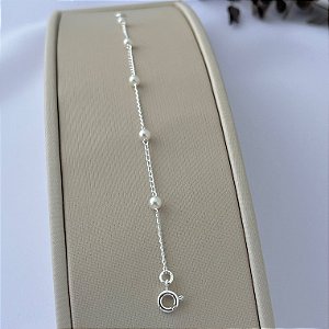 Pulseira infantil de pérolas em banho de prata silver