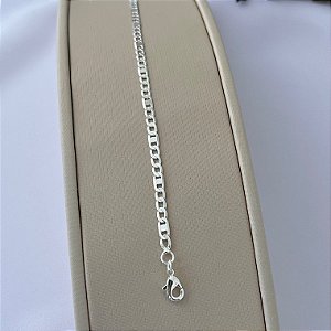 Pulseira infantil de elos grumet intercalado em banho de prata silver