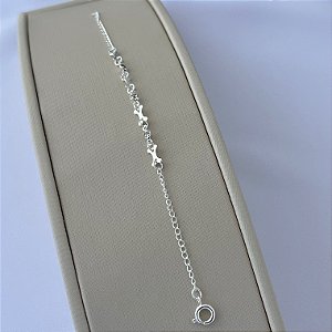 Pulseira infantil mini ossos cachorros em banho de prata silver