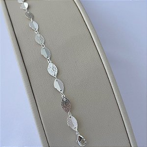 Pulseira de folhas em banho de prata silver