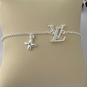 Pulseira inspiração Louis Vuitton em banho de prata silver