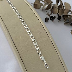 Pulseira masculina de elos G em banho de prata silver
