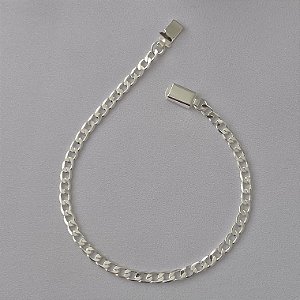 Pulseira masculina de elos grumet com fecho relógio em banho de prata silver