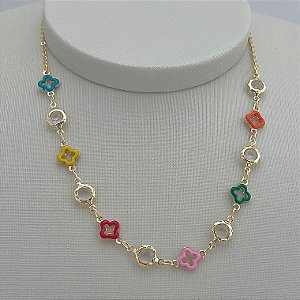 Colar inspiração Van-cleef resinado em banho de ouro 18k