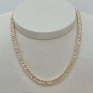 Colar Riviera baguete em banho de ouro 18k